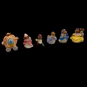 Vtg 1995 Hallmark Merry Miniatures Cinderella Mouse 6 pc Figurine Set